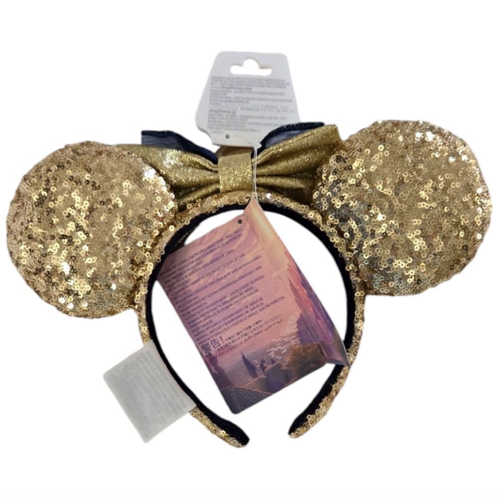 Disney Parks Wish Minnie Mouse Ears Headband Gold Sequined Star NWT Adult Youth - Picture 8 of 9